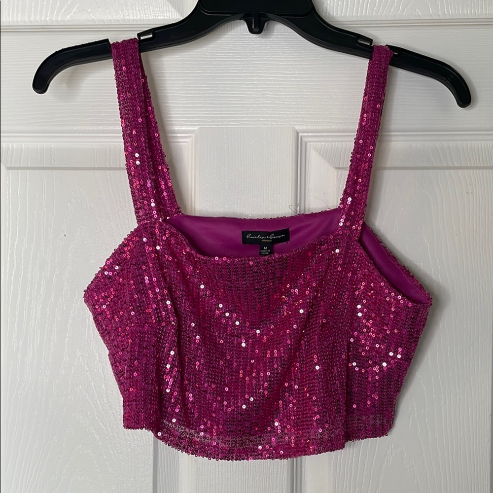 NWT Hunter & brown Sequin Crop Top Tank Top